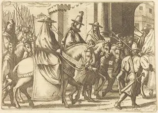 Entry into Ferrara, by Jacques Callot, ink, 1612