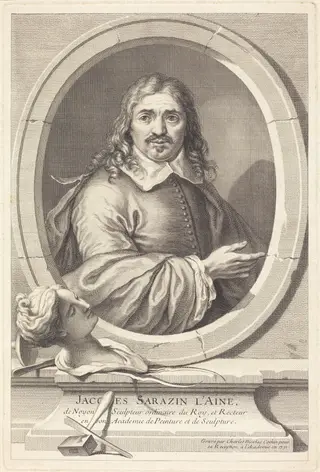 Jacques Sarazin the Elder, by Charles-Nicolas Cochin I, ink, 1731