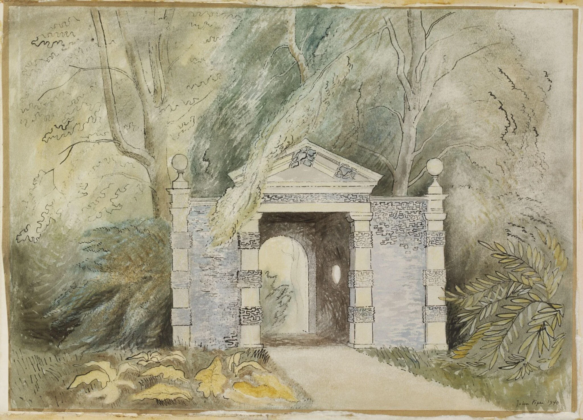 The river approach, Fawley Court, detail
