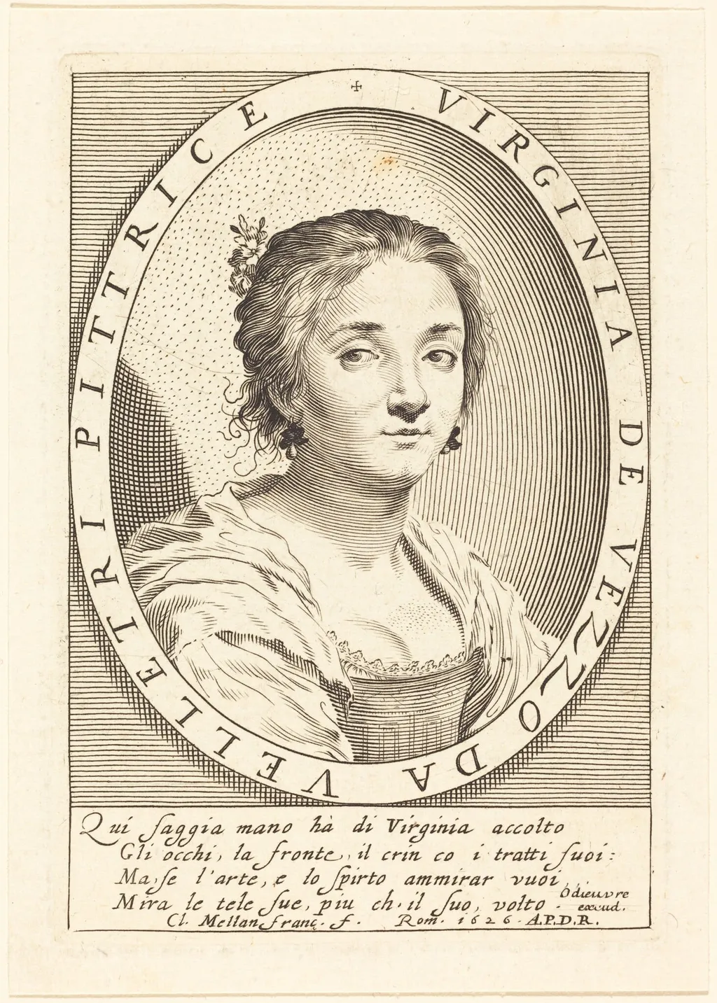 Virginia da Vezzo, by Claude Mellan, ink