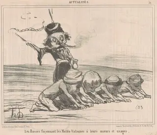 Les facconnant les Moldo-Valaques ..., by Honoré Daumier, ink, 1854