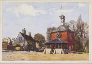The Clock Tower, Fen Stanton, by Walker, watercolor, 16