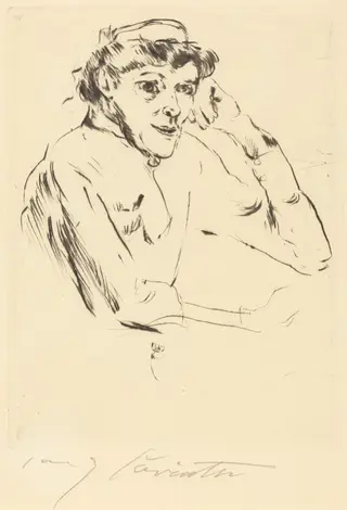 Pflegerin (Nurse), by Lovis Corinth, ink, 1914