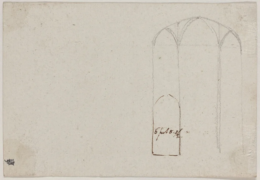 Cross Section of a Gothic Church [verso], by Benjamin West, ink, 1788