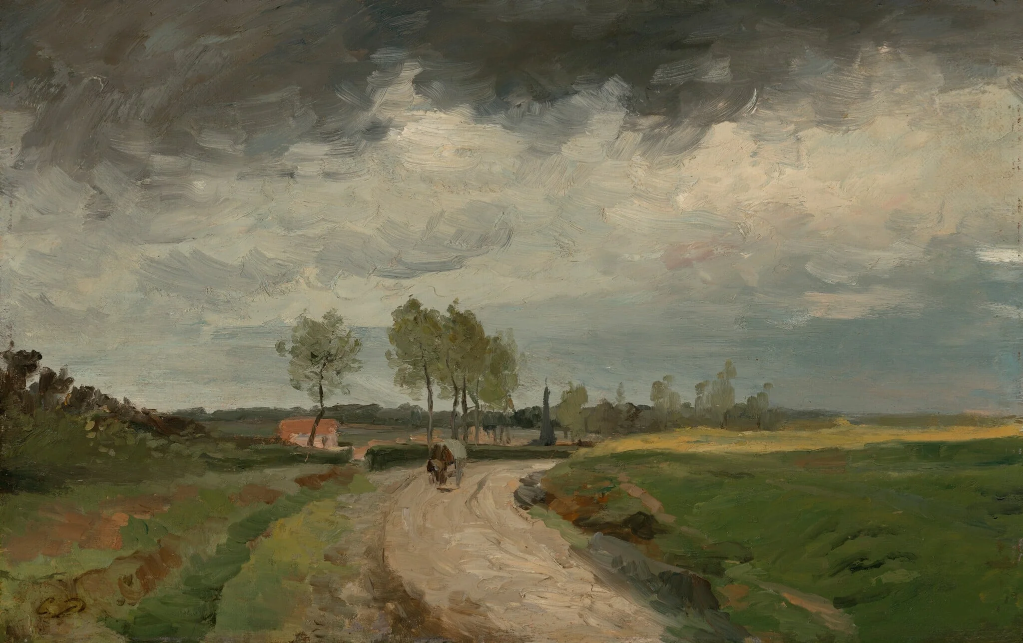 Landscape, Distant Village, detail