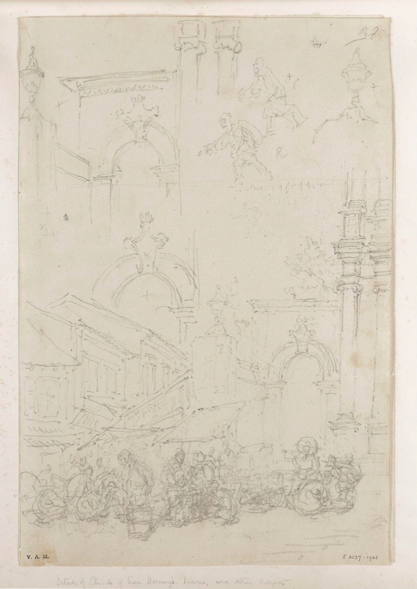 The market by the Church of S. Domingos, Macau, with other architecture, detail