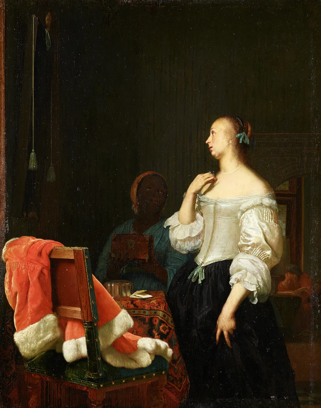 Woman before a Mirror, by Frans van Mieris the Elder, oil, 1662