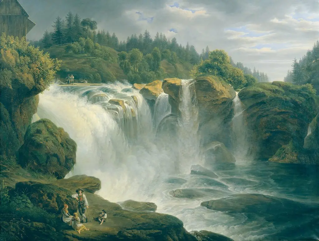 Der Traunfall bei Gmunden, by Johann Nepomuk Schödlberger, oil, 1821