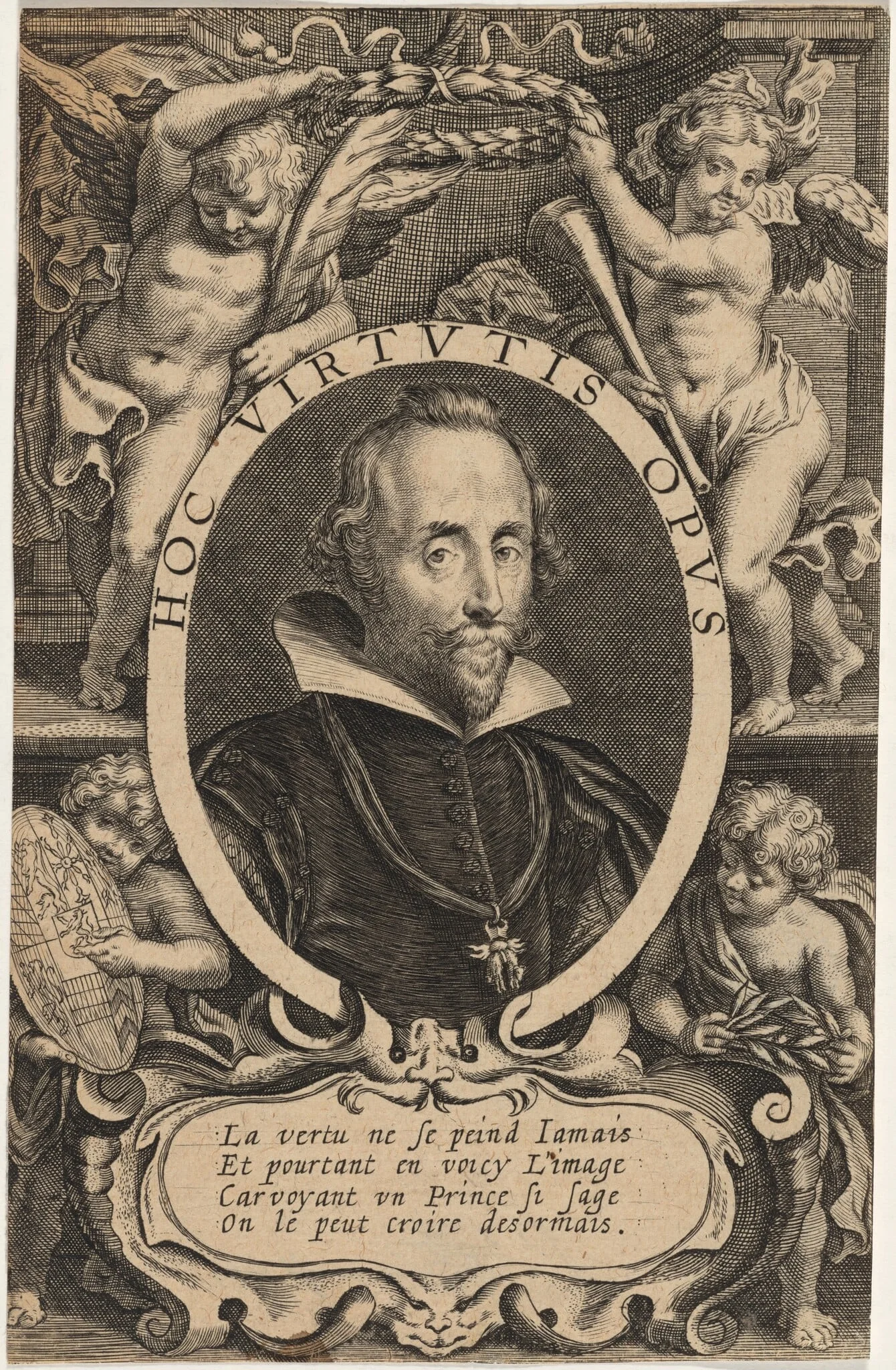 Portrait of a Man in an Oval with Cupids Decoration, detail