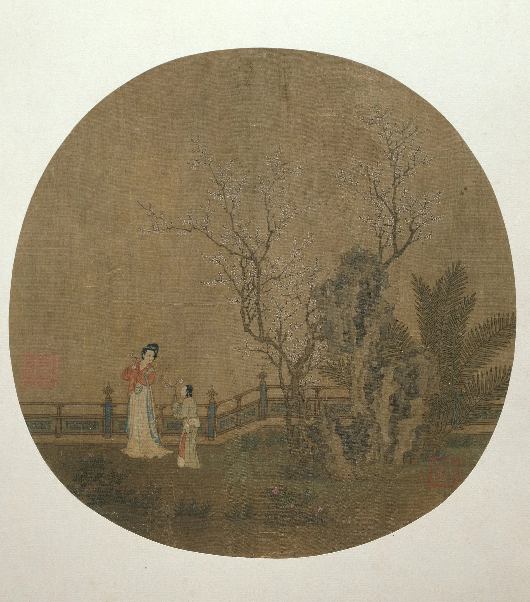 Woman with Female Servant in a Palace Garden, detail