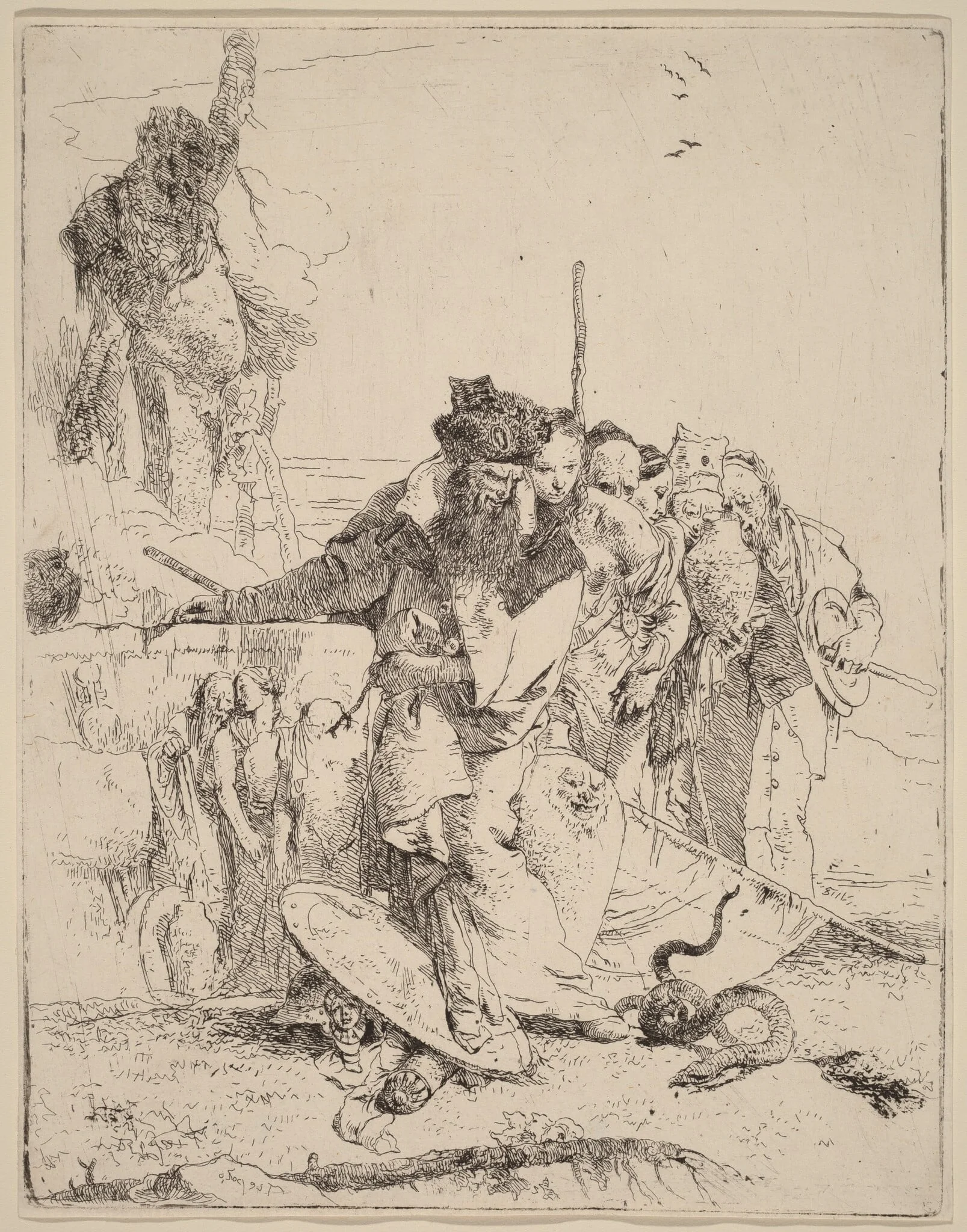 Magician and Others Regarding a Serpent, detail