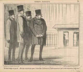 Le bon temps est passé ..., by Honoré Daumier, ink, 1857
