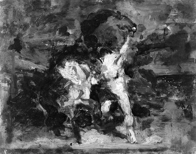 Sketch for Automedon with the Horses of Achilles, the academic subject treated as an excuse for animal violence.