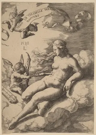 Venus and Cupid, by Lucas van Leyden, ink, 1528
