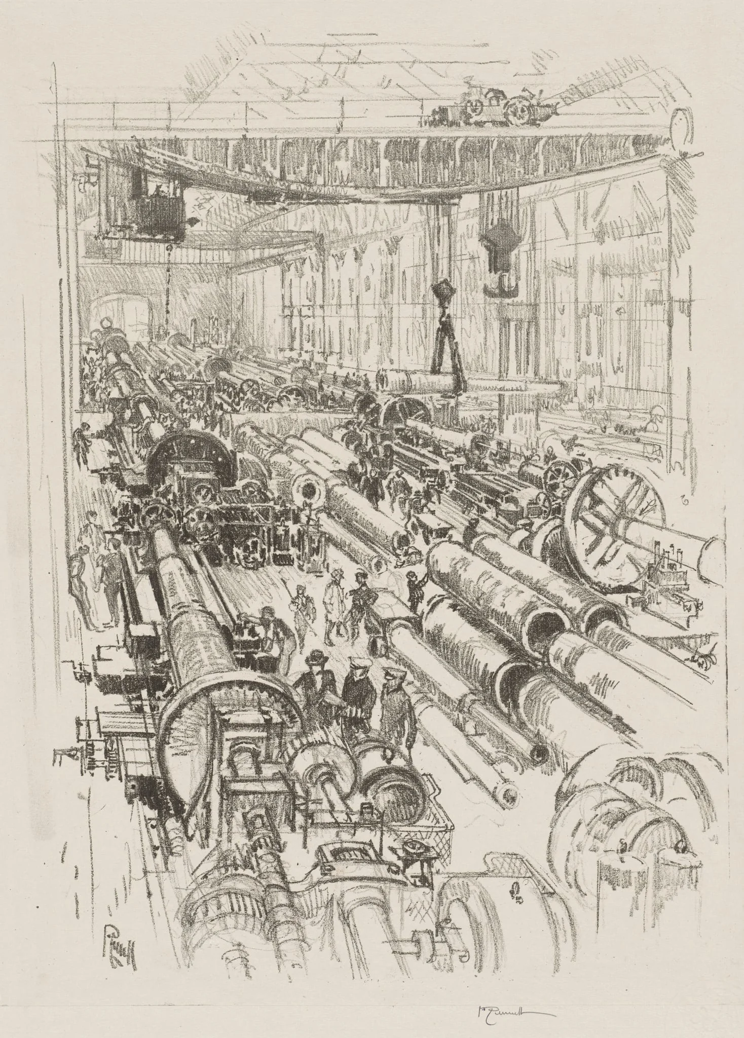 English War Work: The Gun Shop, detail
