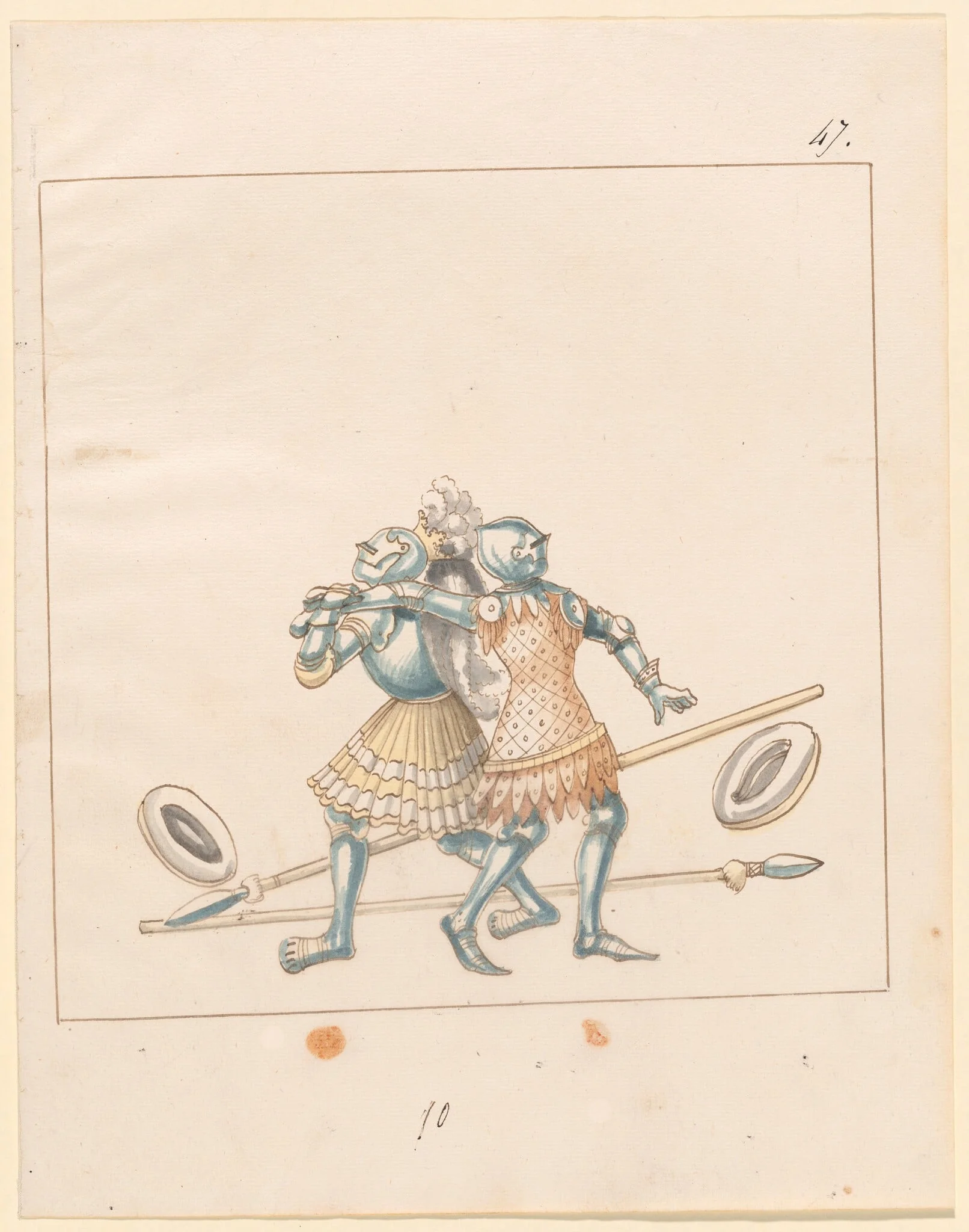 Foot Combat with Spears and Buckler Shields, detail