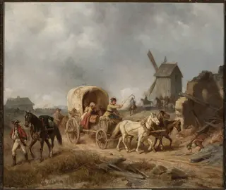 Convoy of the wounded, by Henryk Pillati, oil, 1868