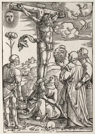 Christ on the Cross with Mary, St. John, Mary Magdalen and St. Stephen, by Hans Baldung Grien, 1505