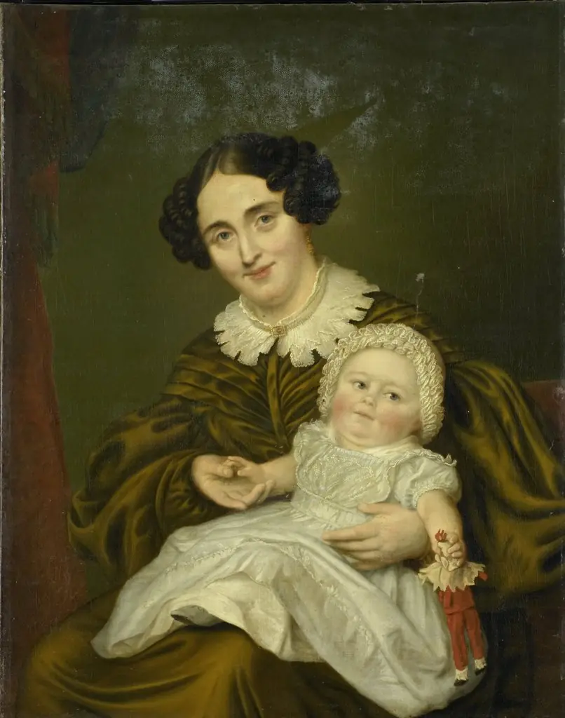 Mrs. Carp and her young Son, by Louis Moritz, oil, 1850