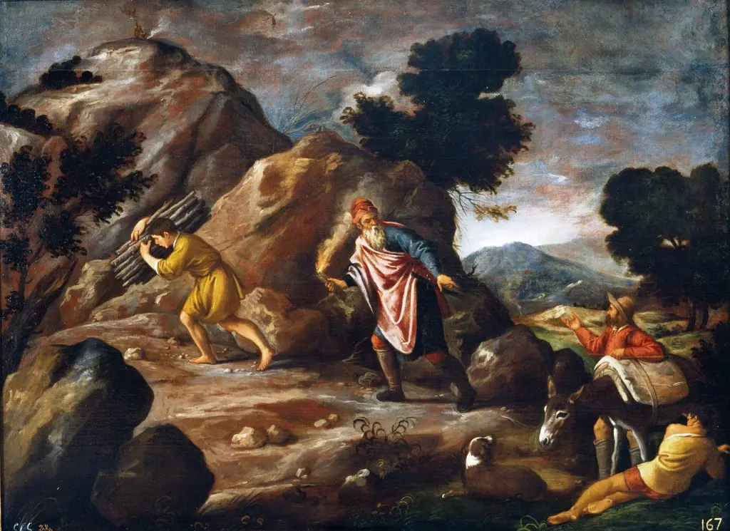 Abraham e Isaac camino del sacrificio, by Pedro Orrente, oil, 1601