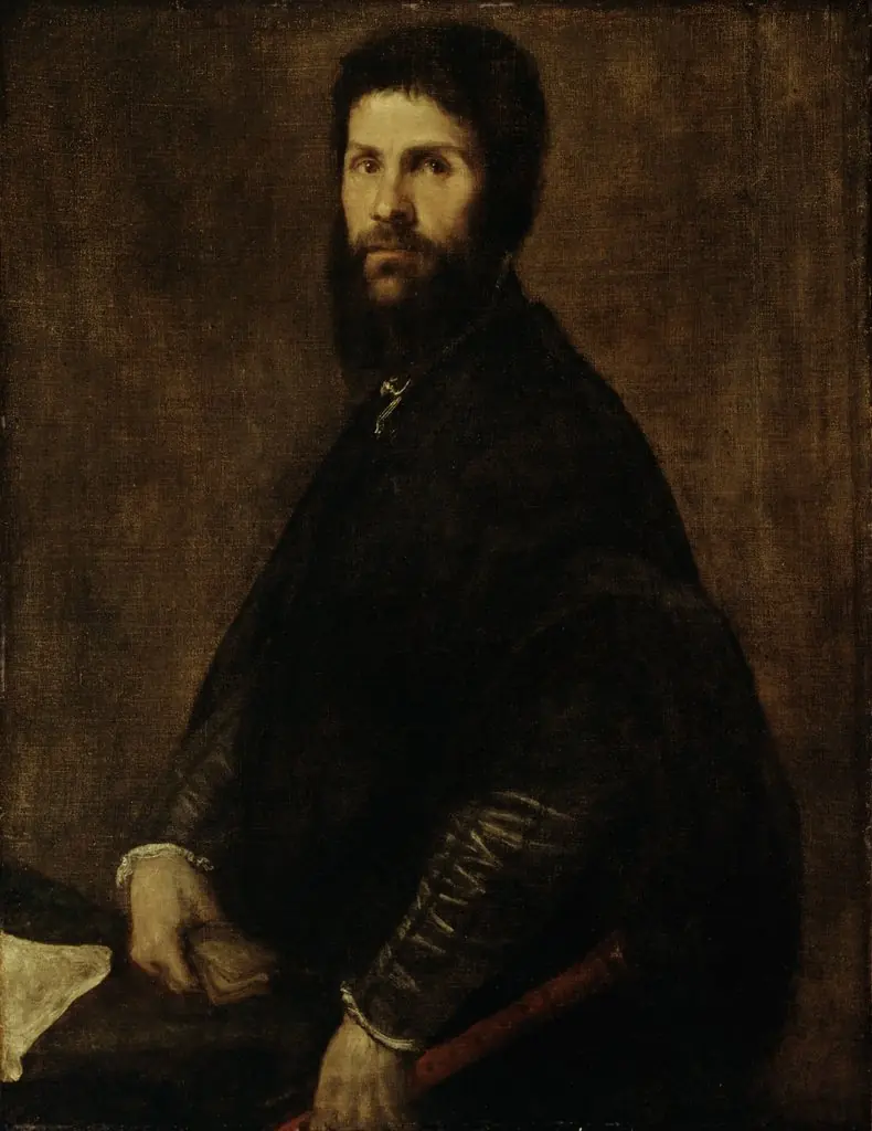 Man Holding a Flute, by Titian, oil, 1560