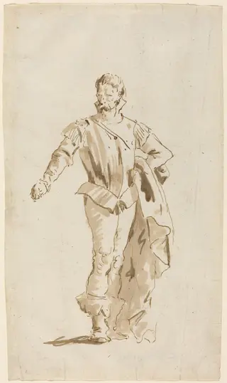 Standing Man in Sixteenth-Century Costume, by Giovanni Battista Tiepolo, ink, 1733