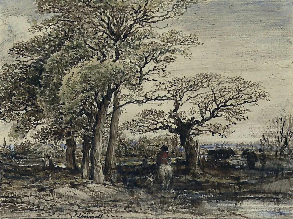 Landscape, by John Linnell, watercolor, 1850