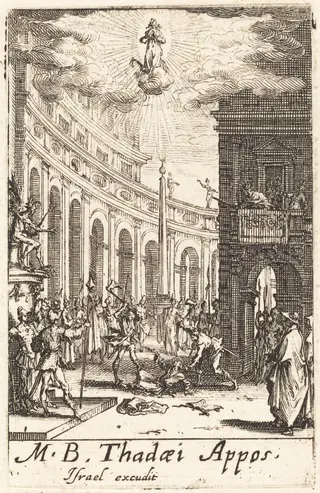 The Martyrdom of Saint Thaddeus, by Jacques Callot, ink, 1634