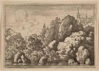 Church on a Hill, by Allart van Everdingen, ink, 1650