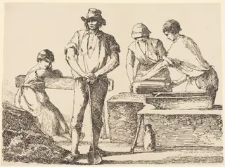 Tilemakers, by Thomas Barker, ink, 1803