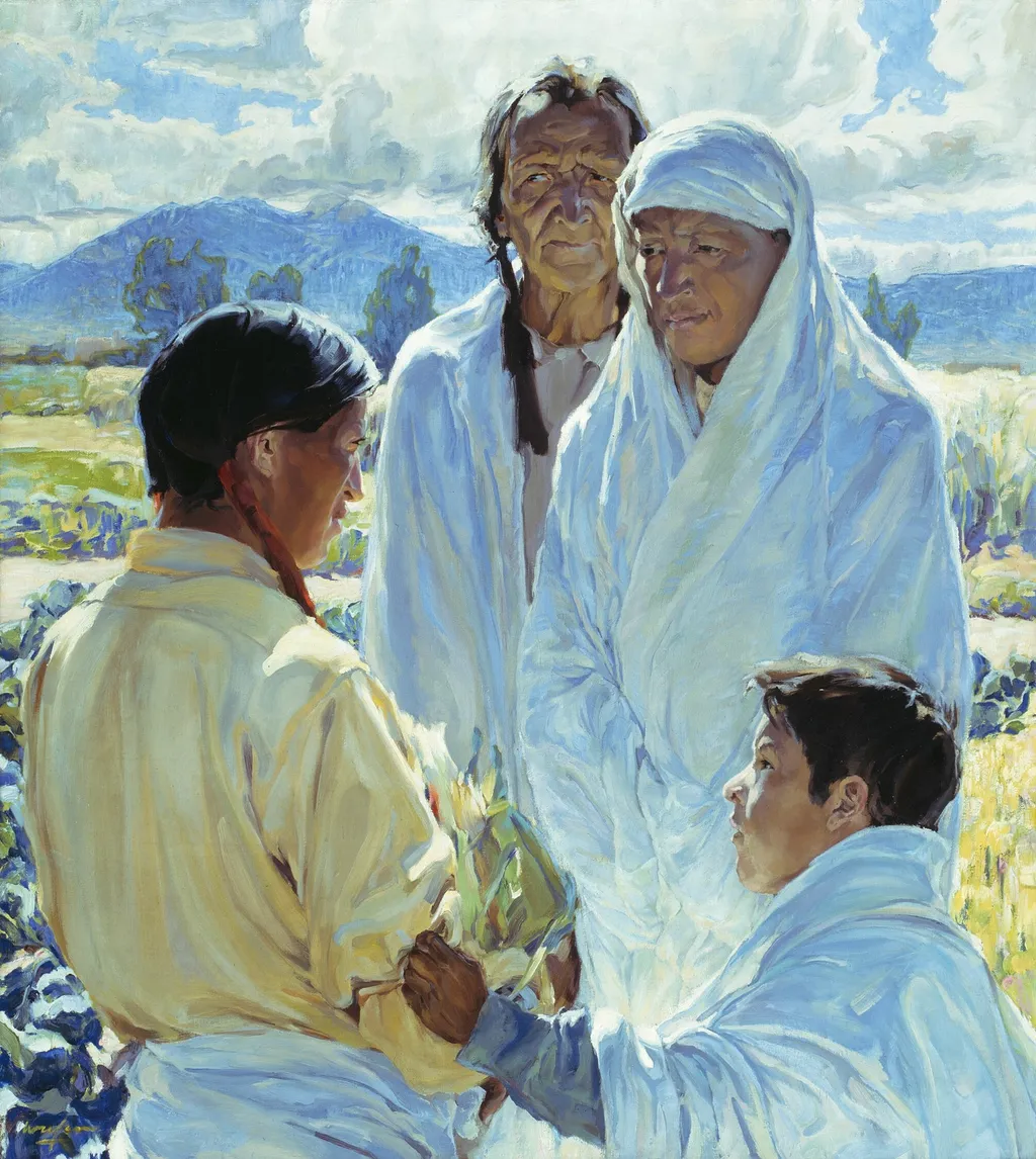 The Solemn Pledge, Taos Indians, by Walter Ufer, oil, 1916