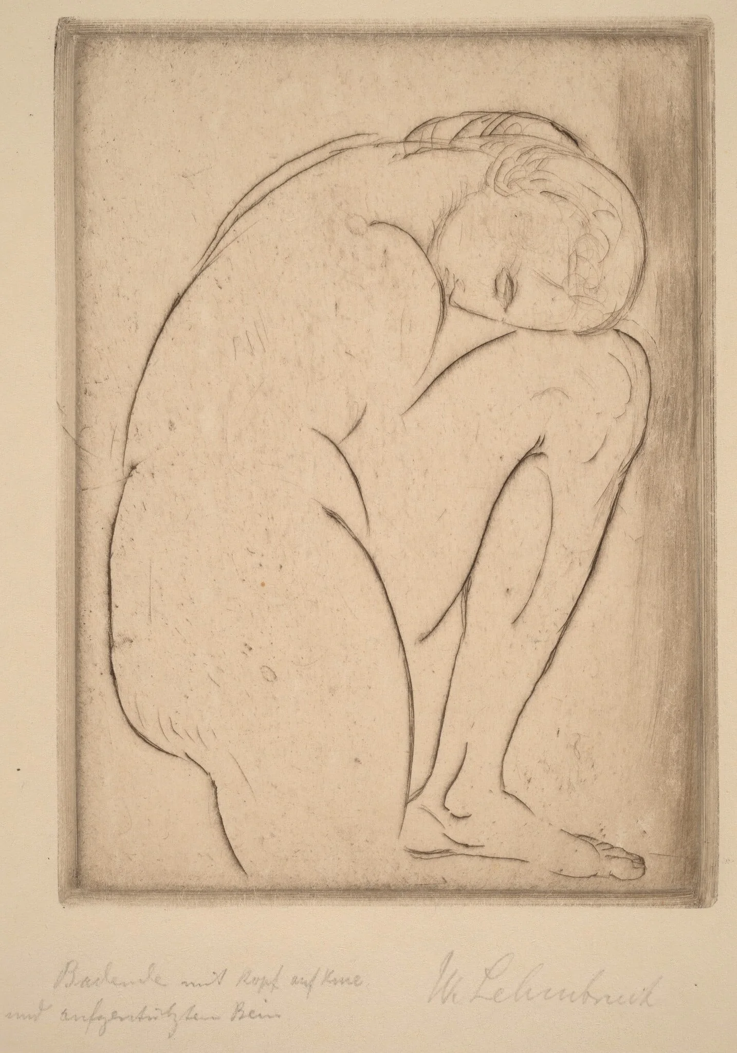 Badende mit Kopf auf Knie (Bather with Her Head on Her Knee), detail