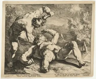 Cain Killing Abel, by Jan Muller, ink, 1589