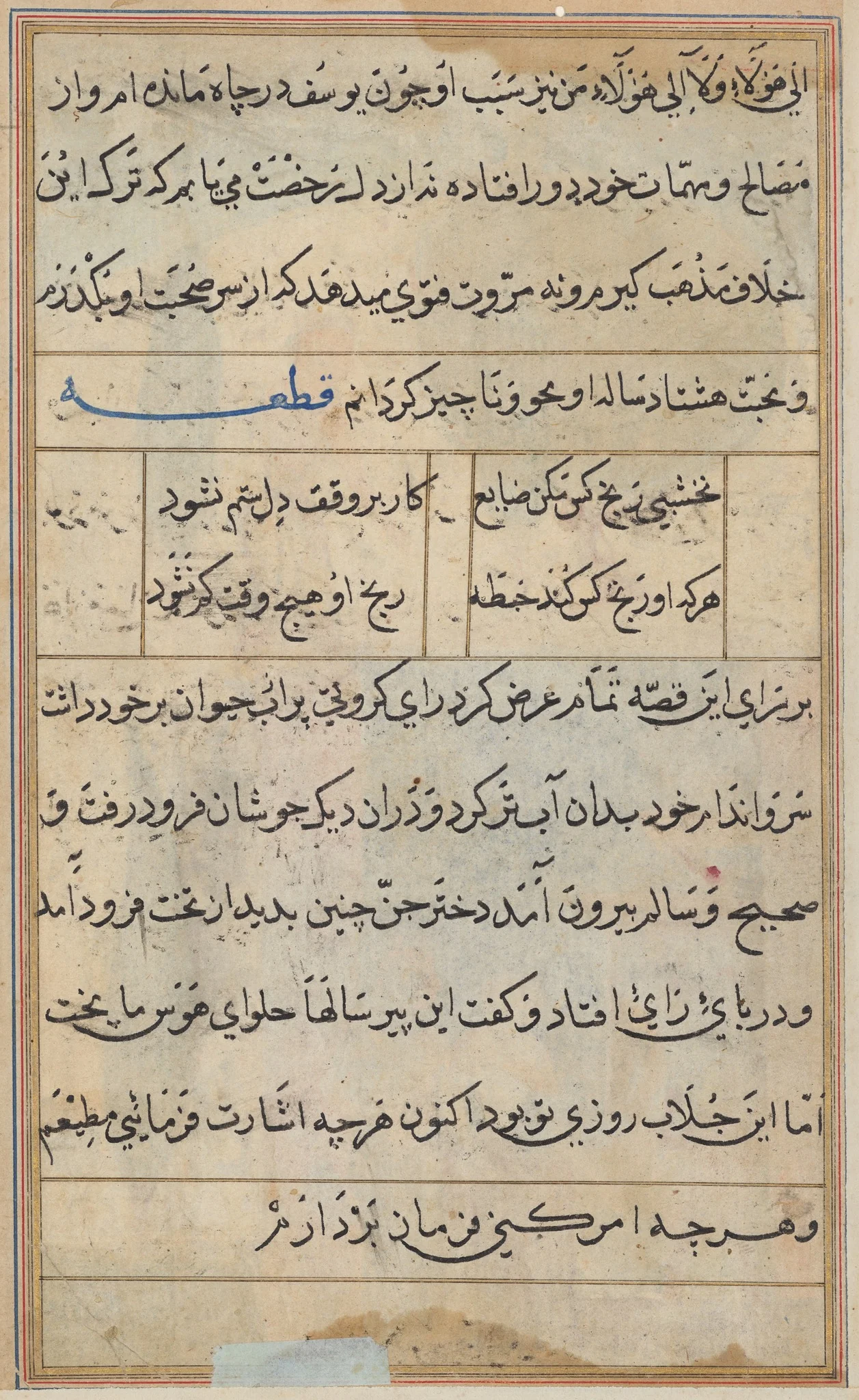 Page from Tales of a Parrot (Tuti-nama): text page, detail