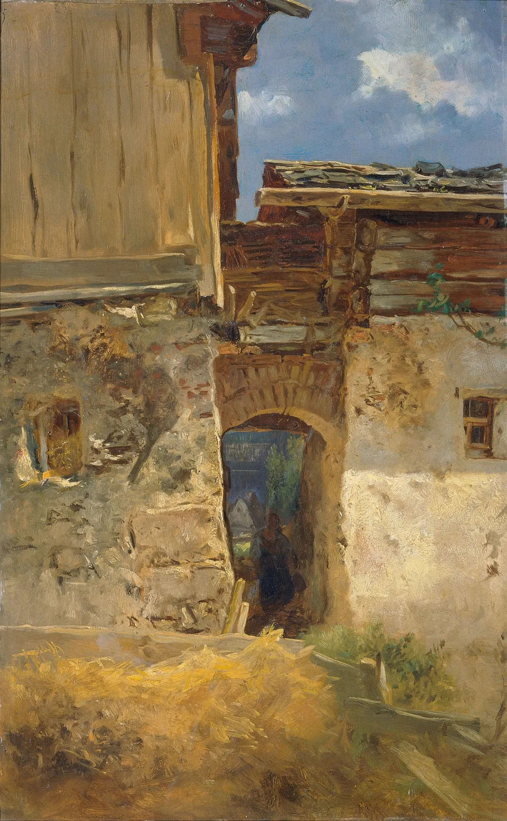Small Alley in Hallstatt, by Anton Schrodl, oil, 1870
