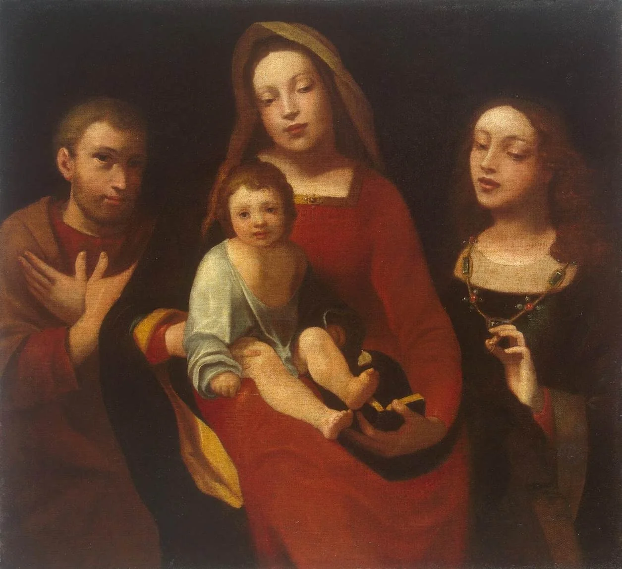 Madonna and Child with St Francis and St Catherine, detail