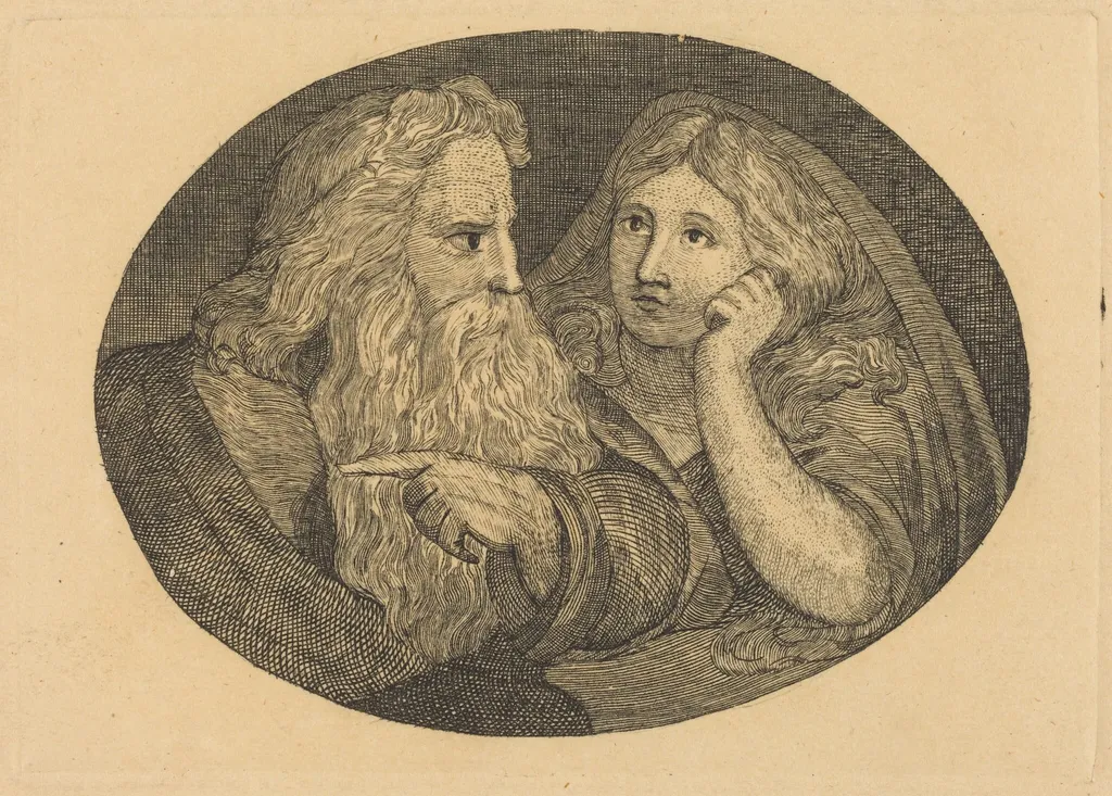 Lear and Cordelia, by Butts, Jr., Thomas, ink, 1807