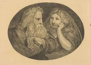 Lear and Cordelia, by Butts, Jr., Thomas, ink, 1807