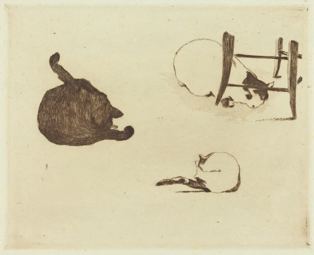 The Cats (Les chats), by Edouard Manet, ink, 1869