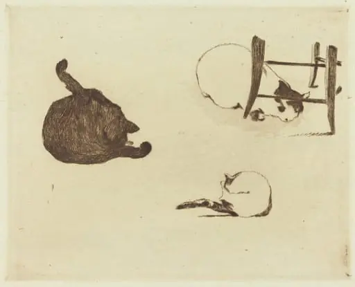 The Cats (Les chats), by Edouard Manet, ink, 1869
