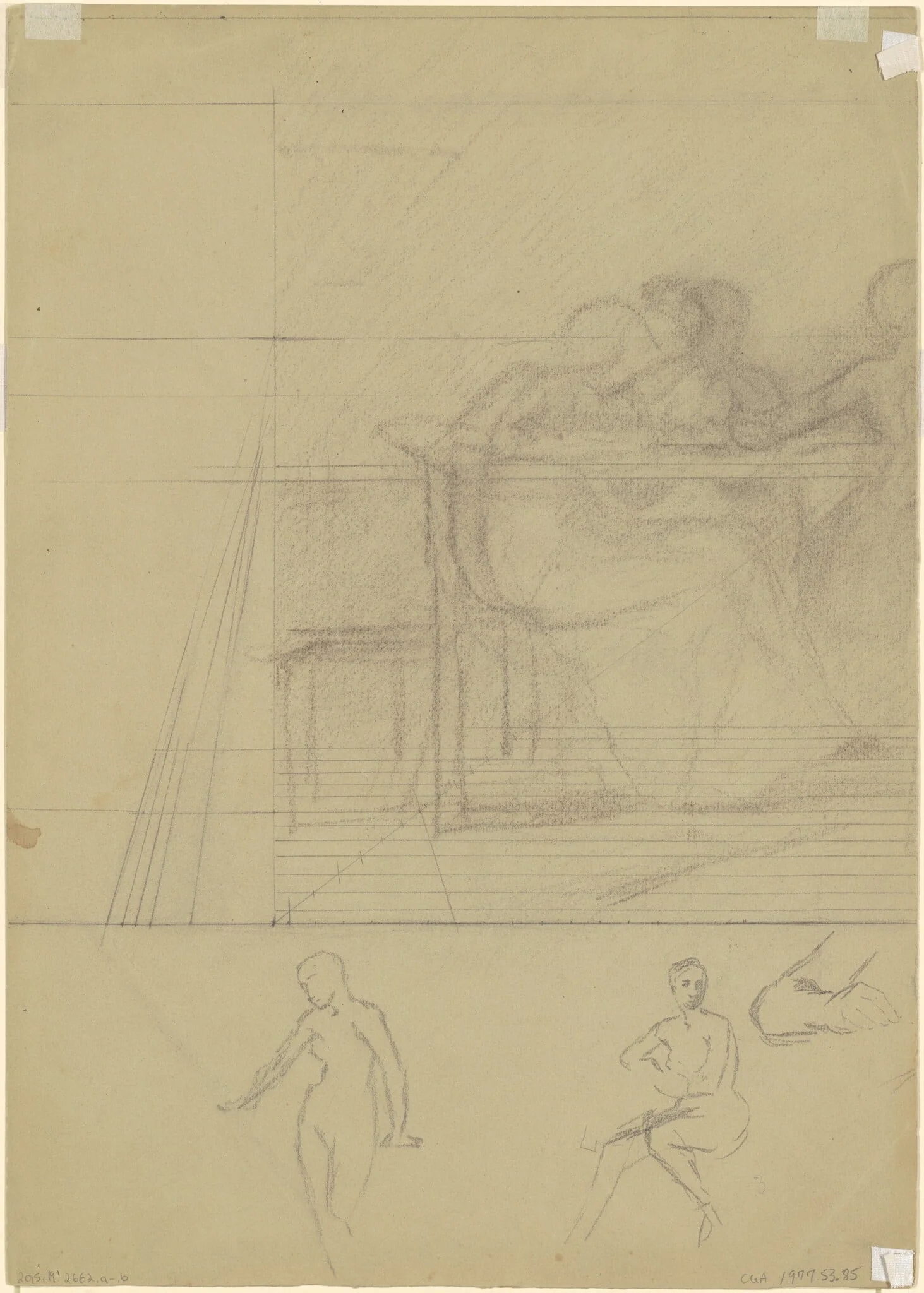 Studies of Figures [verso], detail