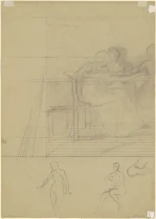 Studies of Figures [verso], by Perry, Enoch Wood, Jr., graphite, 1880