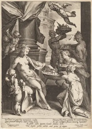 Venus Honored by the Nymphs, by Jan Muller, ink, 1591
