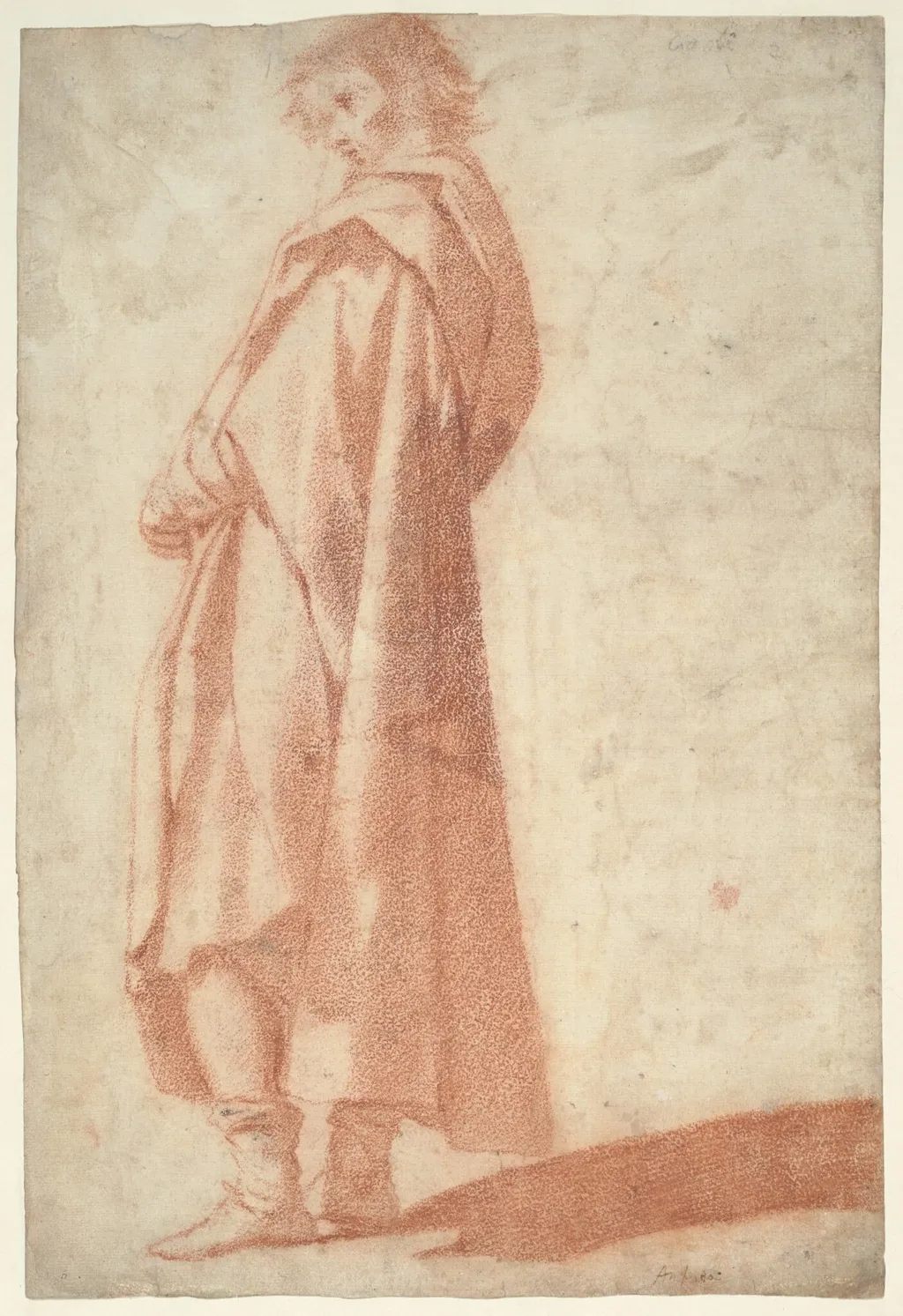 A Standing Male Figure, Facing Left, by Ludovico called Cigoli Cardi, chalk