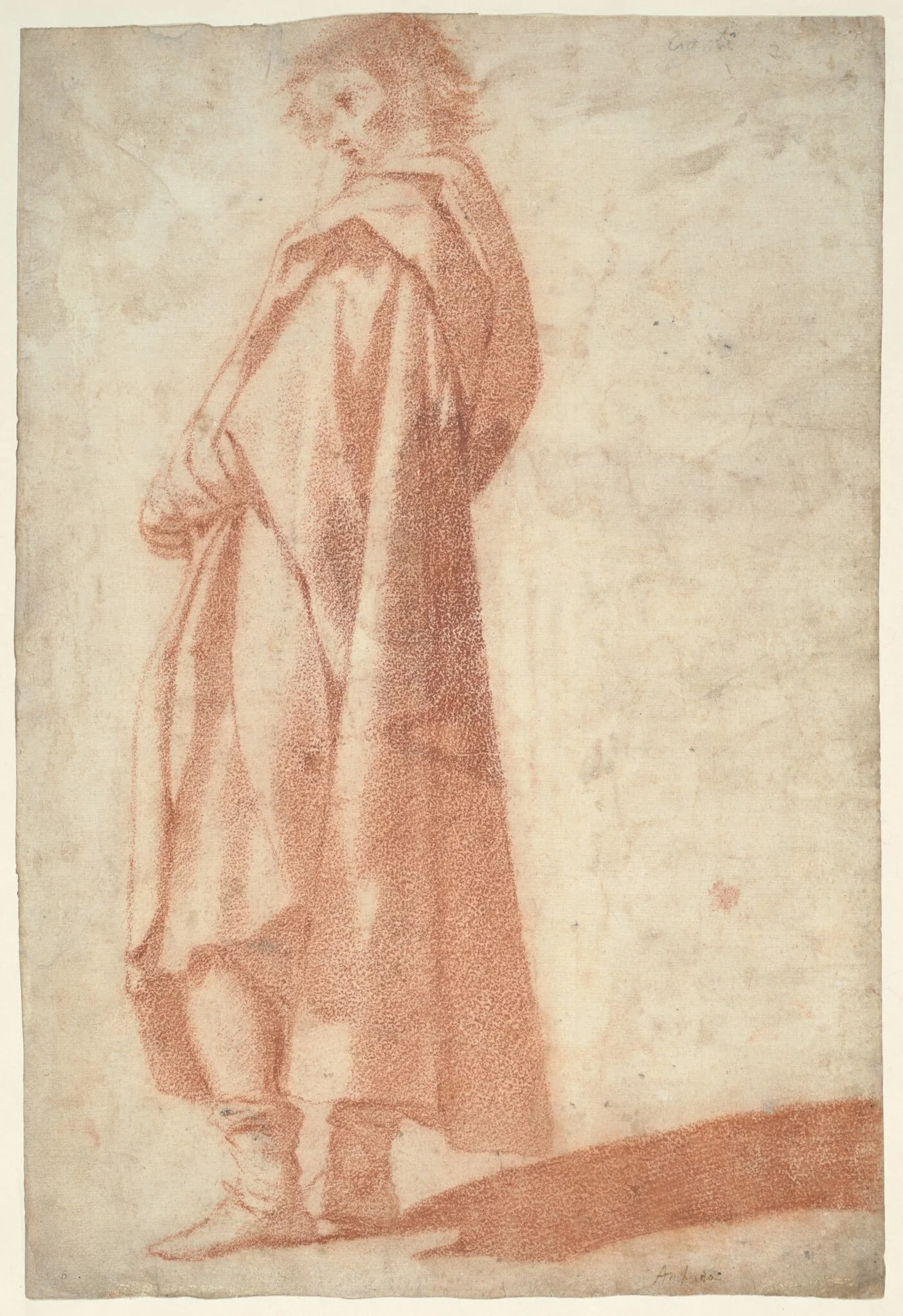 A Standing Male Figure, Facing Left, detail