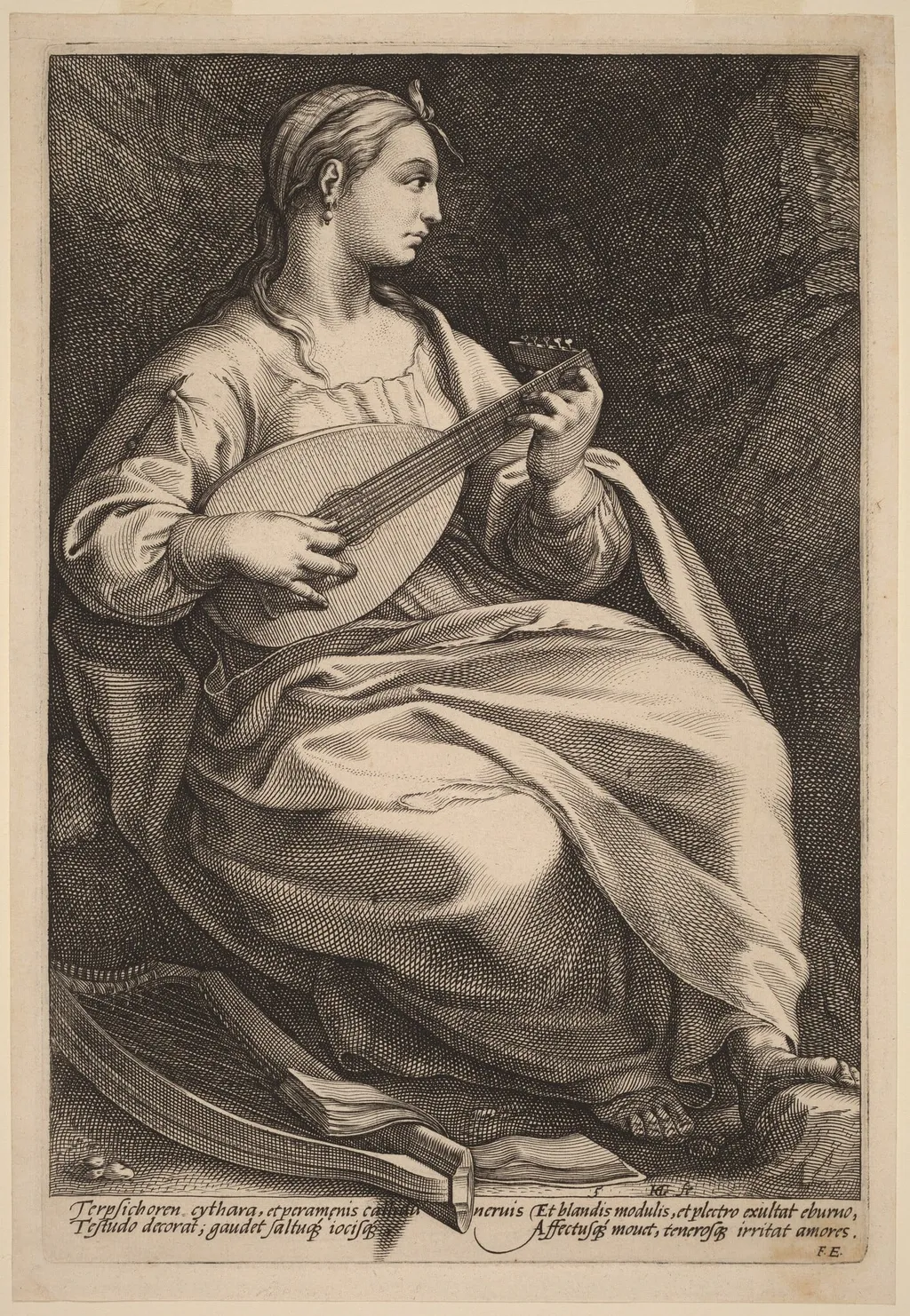 Terpsichore, by Hendrick Goltzius, ink, 1592