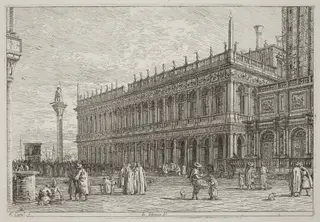 La libreria. V. [upper left], by Canaletto, ink, 1742