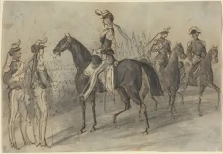 Military Parade, by Constantin Guys, ink, 1848
