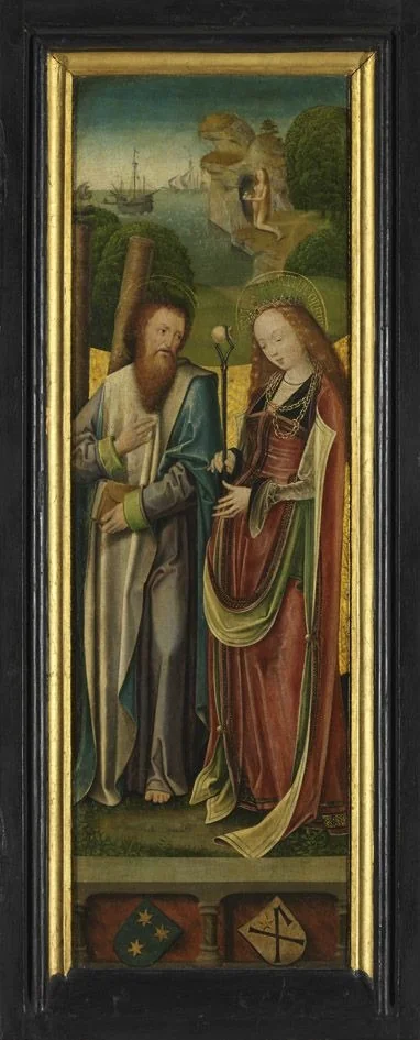 Flügelpaar: Die hll. Andreas und Agatha Außenseite: Maria der Verkündigung, detail