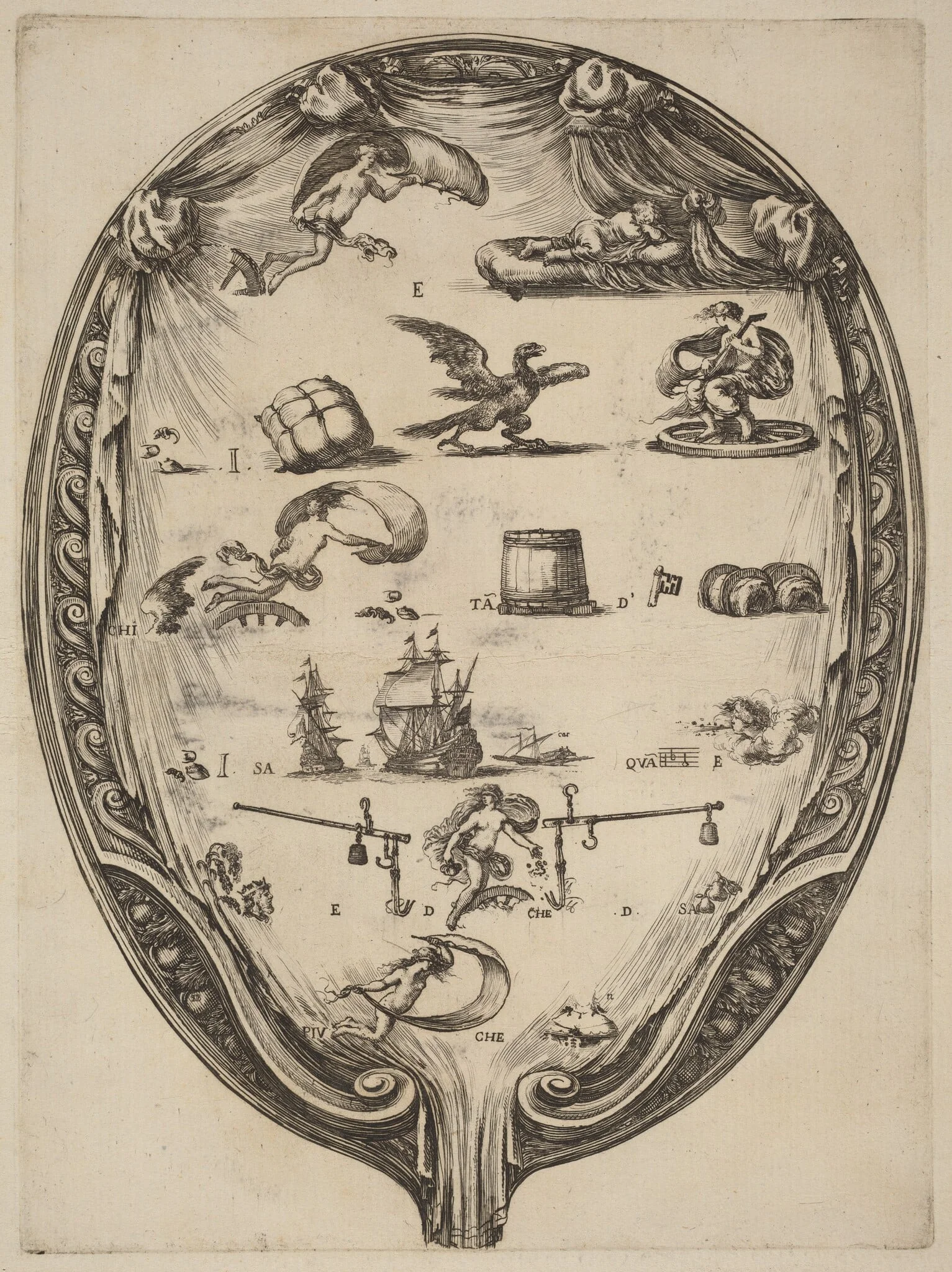 Screen Depicting the Italian Rebus of Fortune, detail